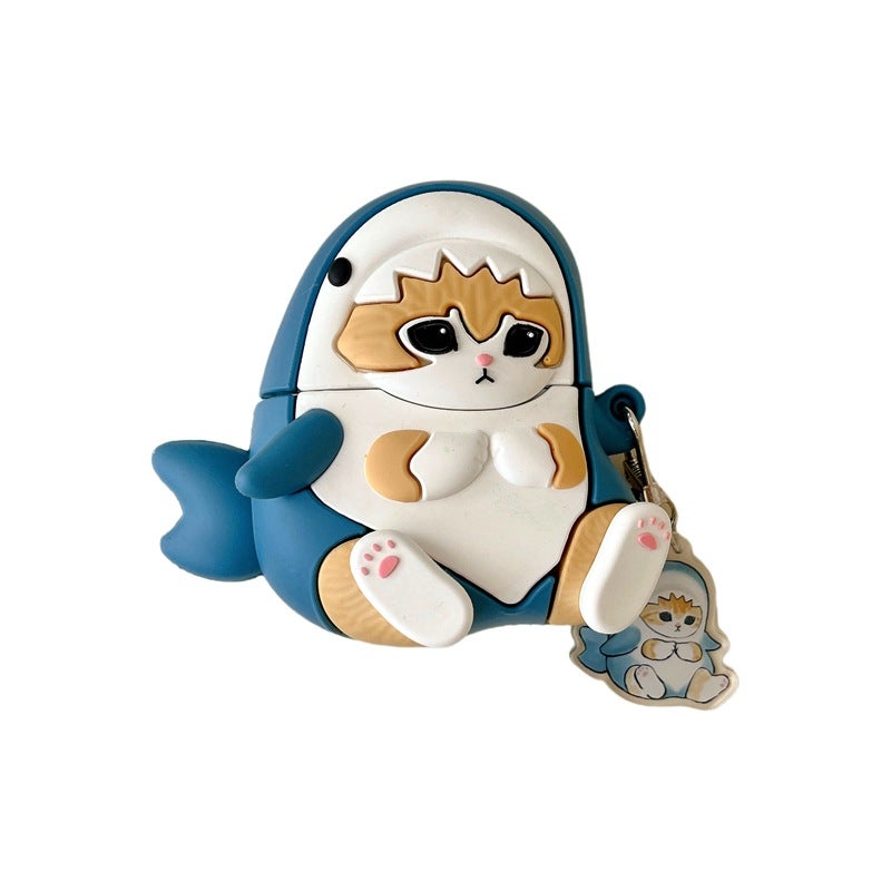 Cute Dress Shark Cat Suitable For Airpodspro2 Apple Wireless Bluetooth Earphone Case 3 Pendant 1 Generation Pro Set - Image 1